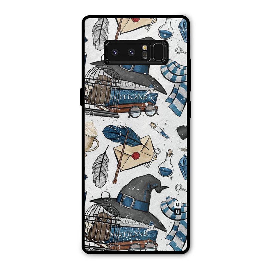 Blue Feather Hat Design Metal Back Case for Galaxy Note 8