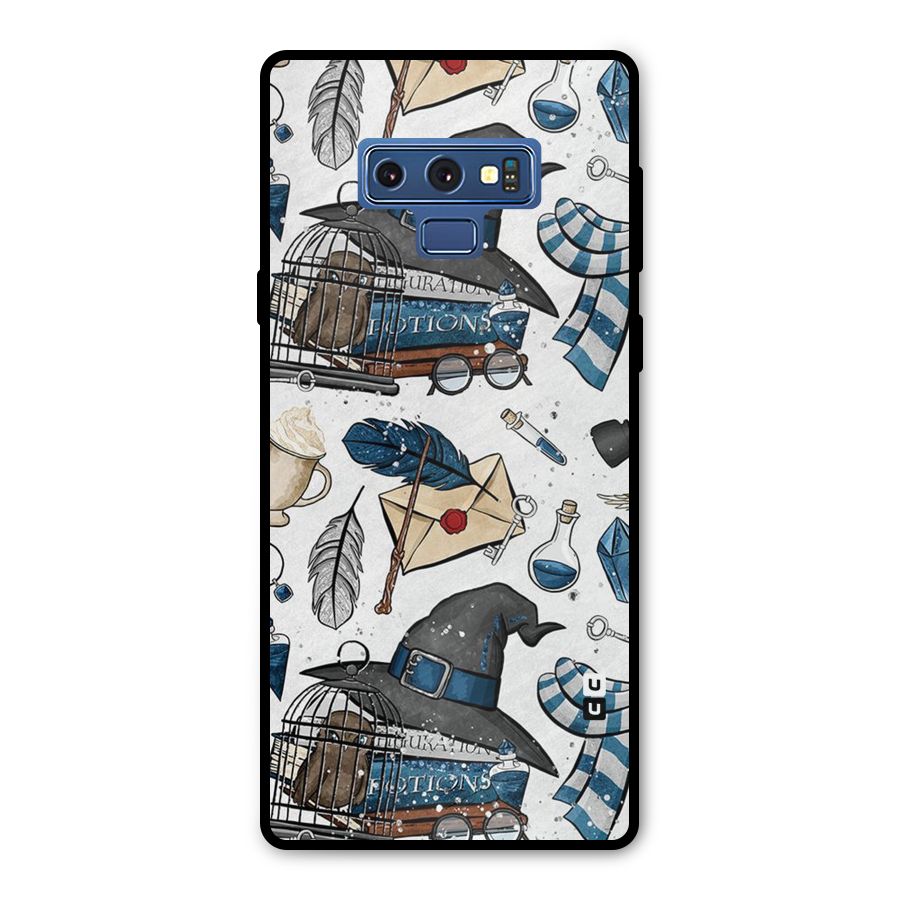 Blue Feather Hat Design Metal Back Case for Galaxy Note 9