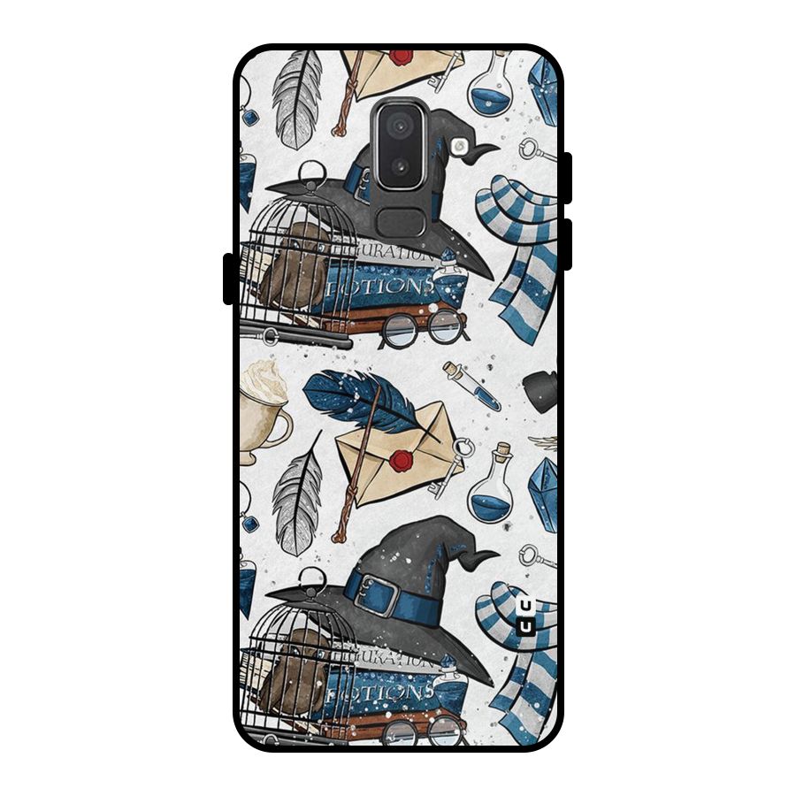 Blue Feather Hat Design Metal Back Case for Galaxy On8 (2018)