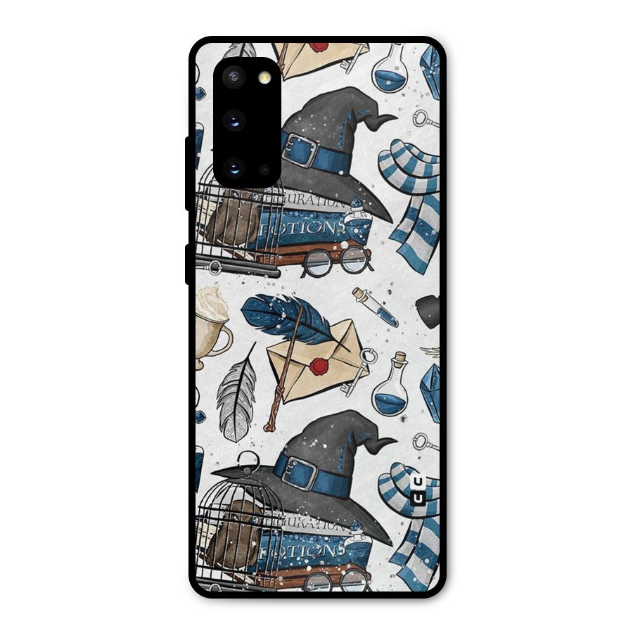 Blue Feather Hat Design Metal Back Case for Galaxy S20