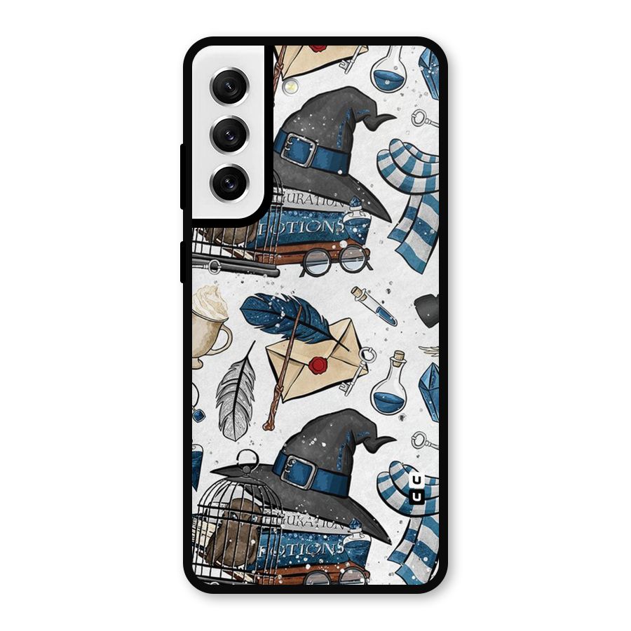 Blue Feather Hat Design Metal Back Case for Galaxy S21 FE 5G