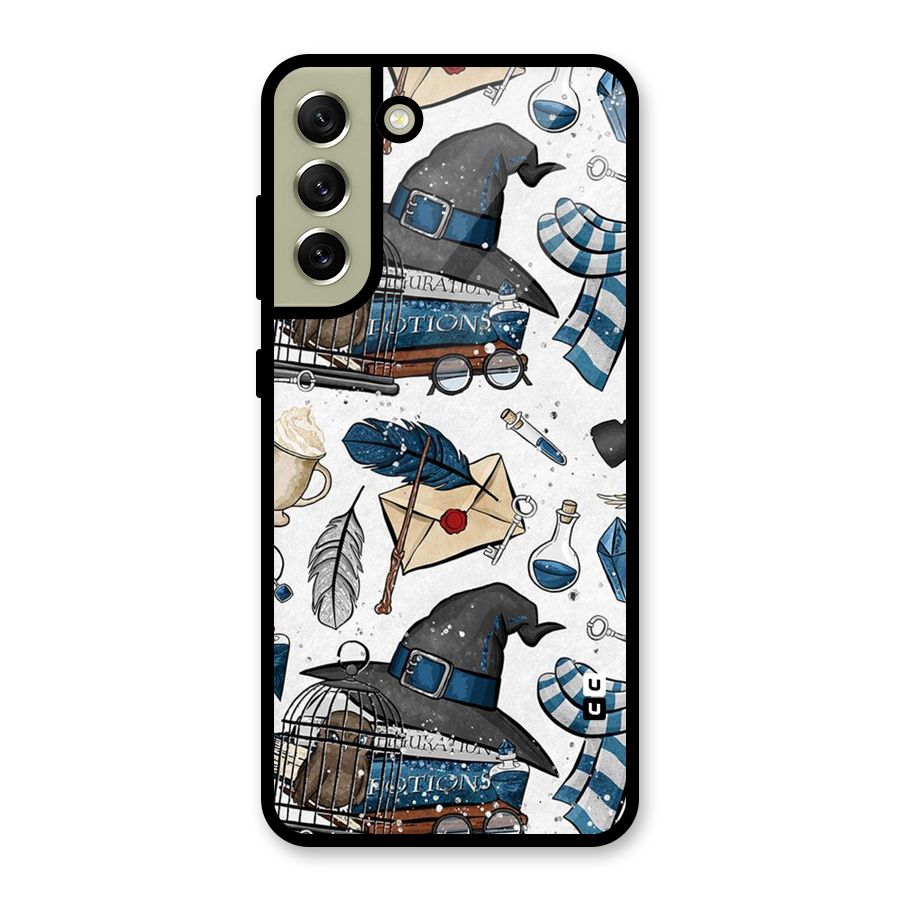 Blue Feather Hat Design Metal Back Case for Galaxy S21 FE 5G (2023)