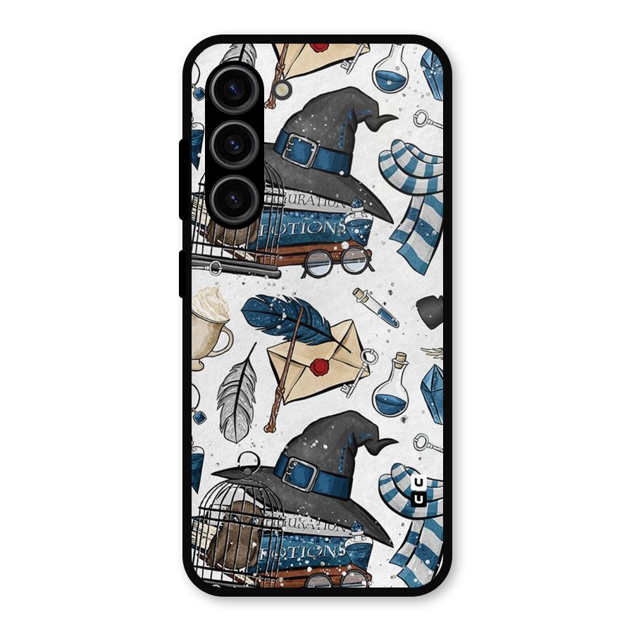 Blue Feather Hat Design Metal Back Case for Galaxy S23