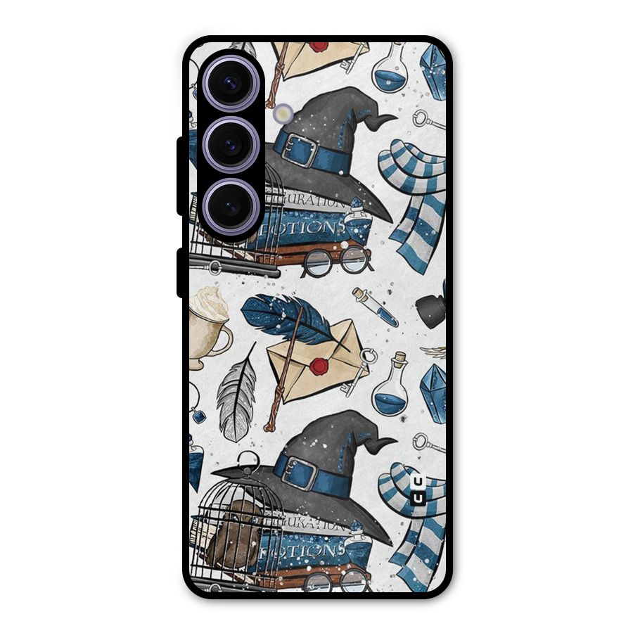 Blue Feather Hat Design Metal Back Case for Galaxy S24