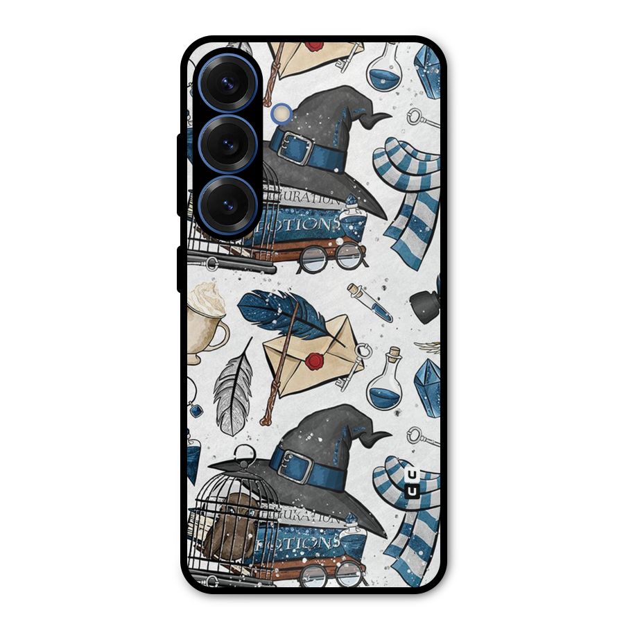Blue Feather Hat Design Metal Back Case for Galaxy S25