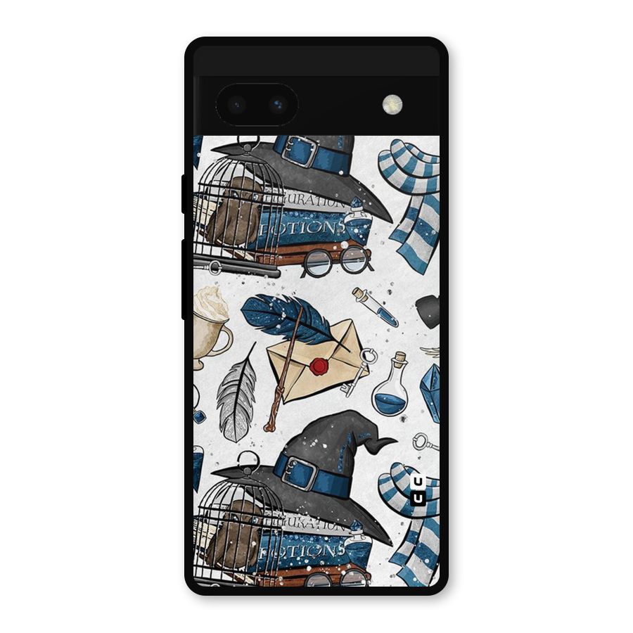 Blue Feather Hat Design Metal Back Case for Google Pixel 6a