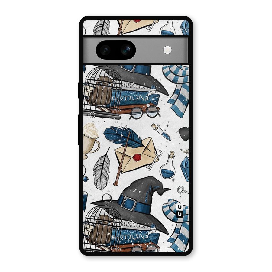 Blue Feather Hat Design Metal Back Case for Google Pixel 7a