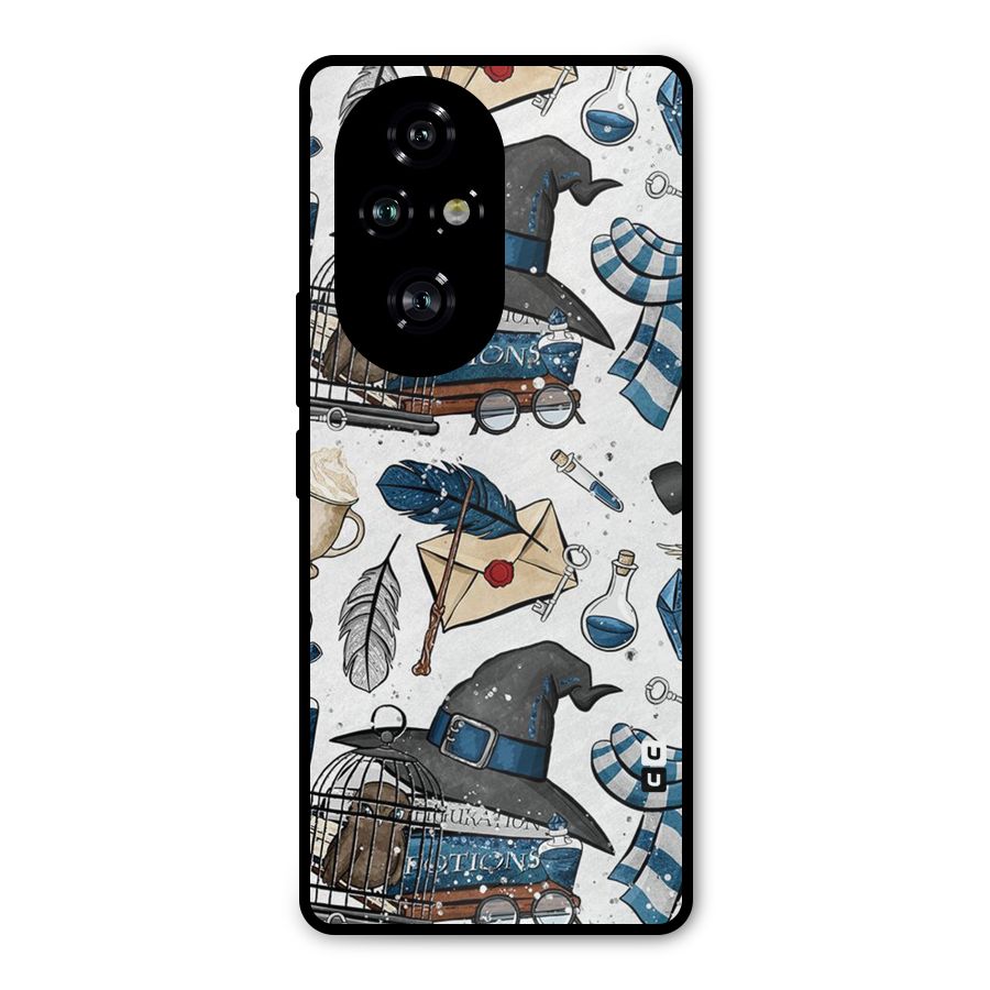 Blue Feather Hat Design Metal Back Case for Honor 200 Pro