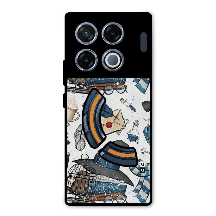 Blue Feather Hat Design Metal Back Case for Infinix GT 20 Pro