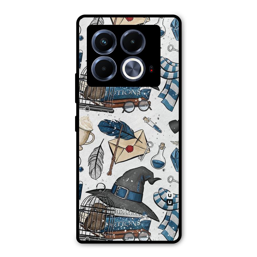 Blue Feather Hat Design Metal Back Case for Infinix Note 40 5G