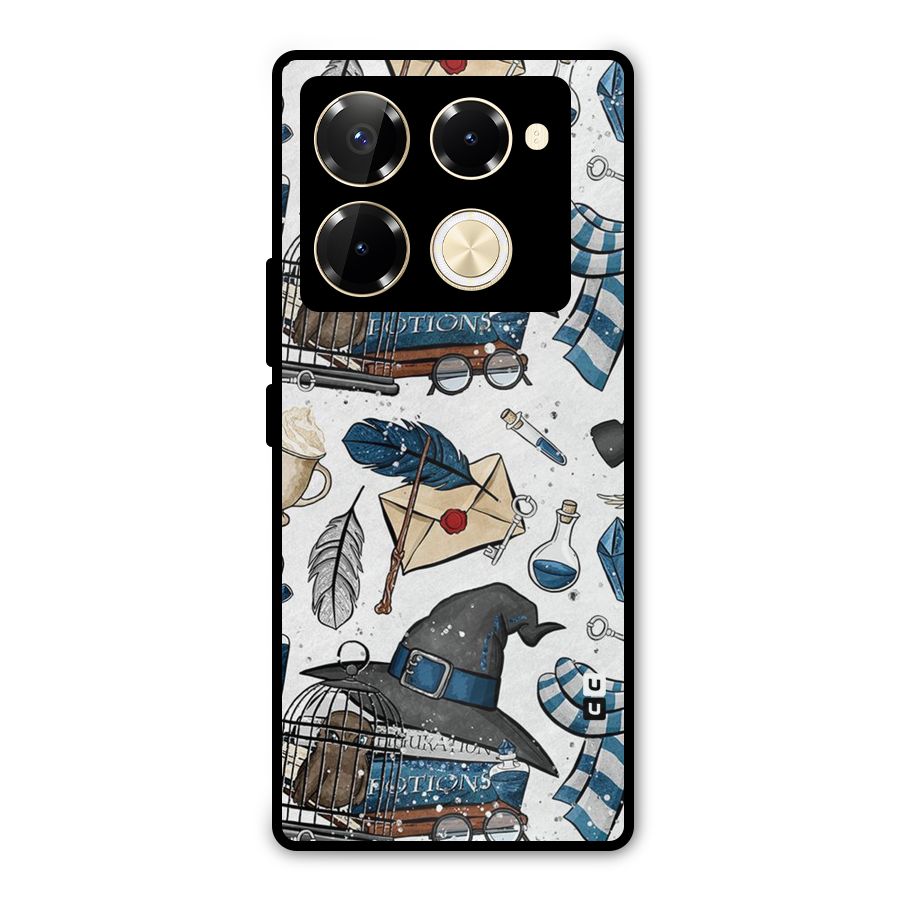 Blue Feather Hat Design Metal Back Case for Infinix Note 40 Pro