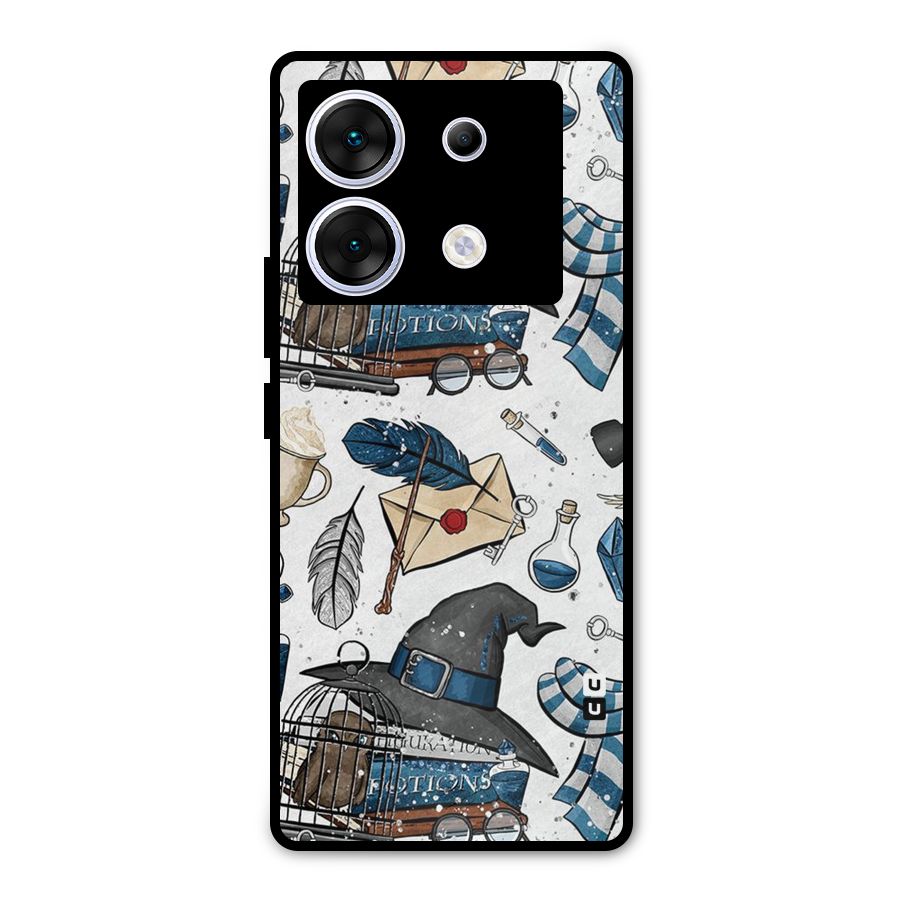 Blue Feather Hat Design Metal Back Case for Infinix Zero 30 5G