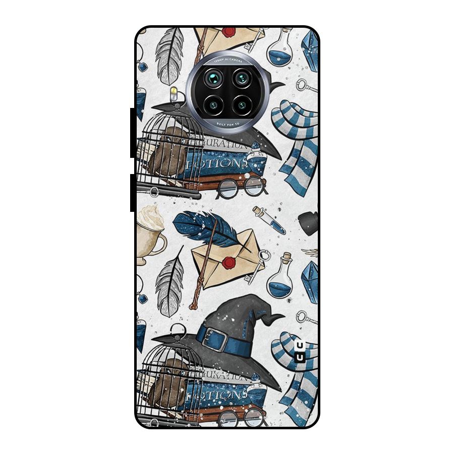 Blue Feather Hat Design Metal Back Case for Mi 10i