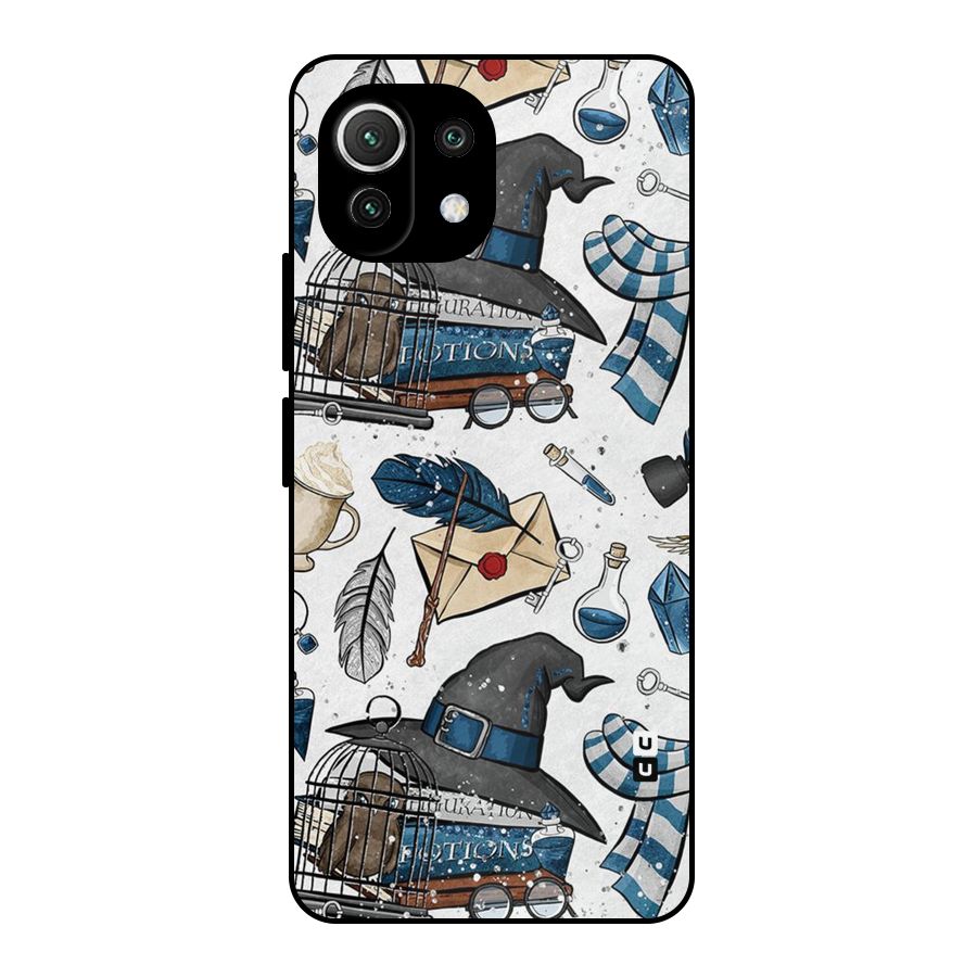 Blue Feather Hat Design Metal Back Case for Mi 11 Lite NE 5G