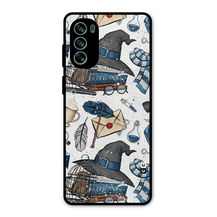 Blue Feather Hat Design Metal Back Case for Moto G62