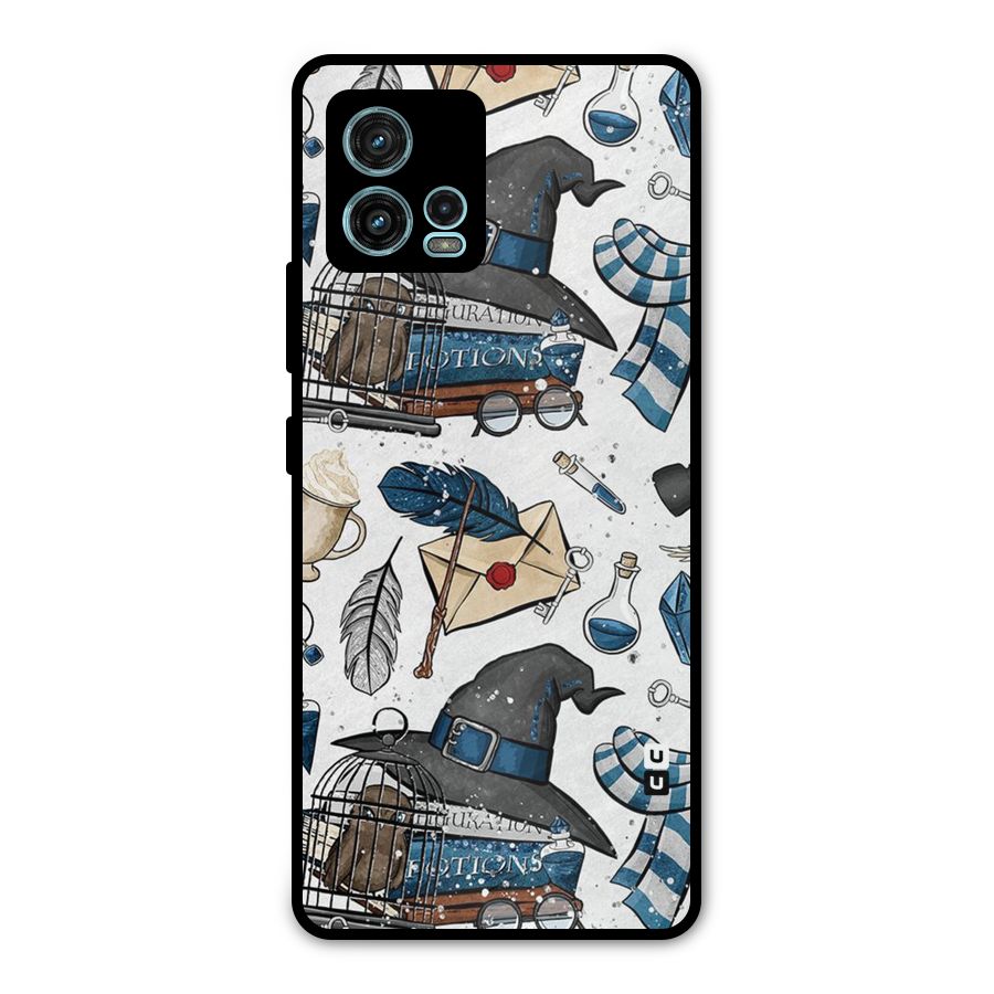 Blue Feather Hat Design Metal Back Case for Moto G72