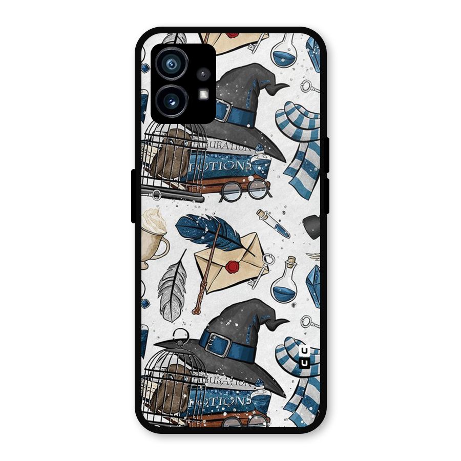 Blue Feather Hat Design Metal Back Case for Nothing Phone 1