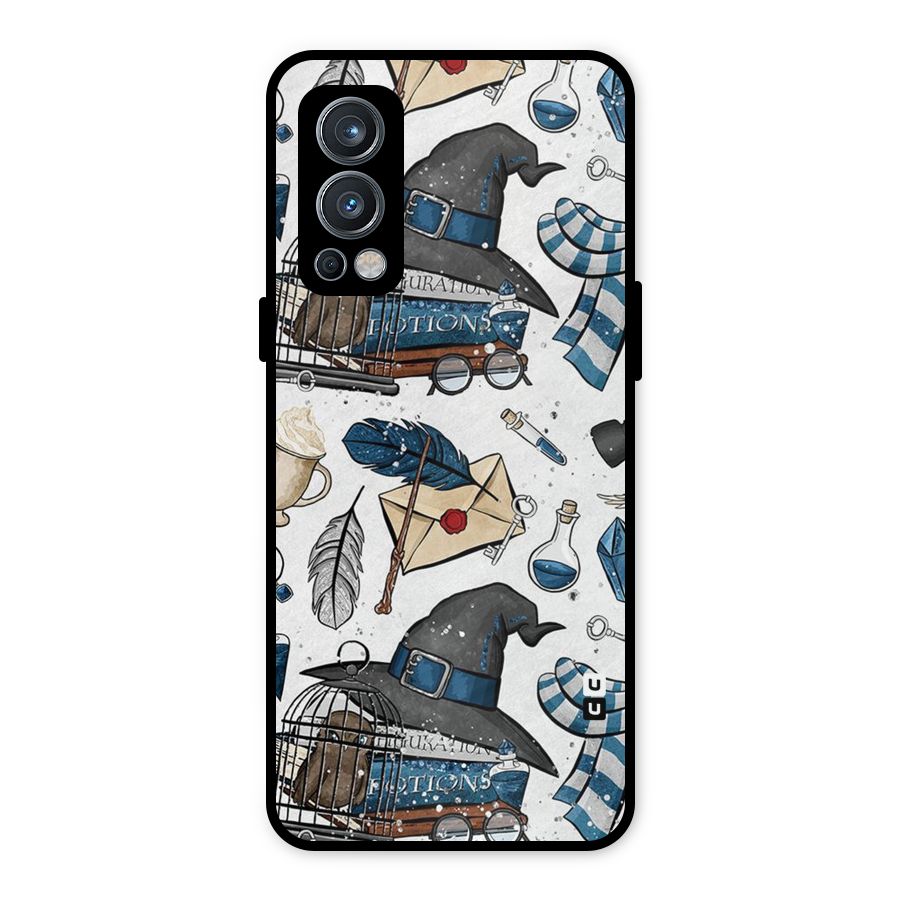 Blue Feather Hat Design Metal Back Case for OnePlus Nord 2 5G