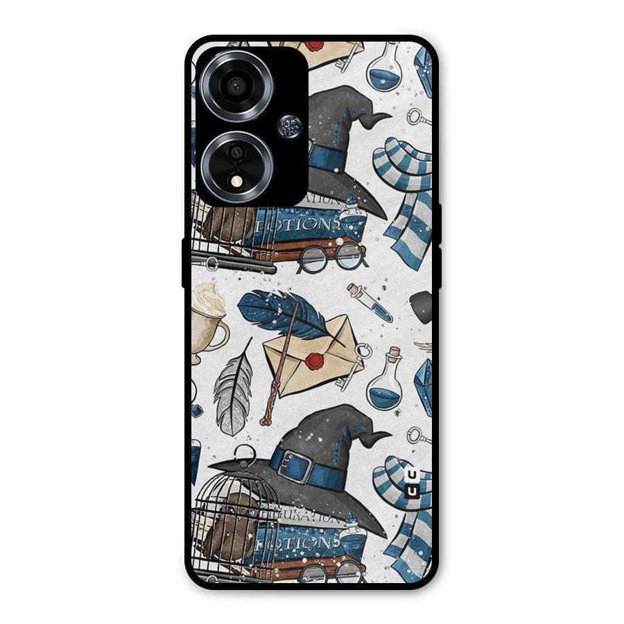 Blue Feather Hat Design Metal Back Case for Oppo A59