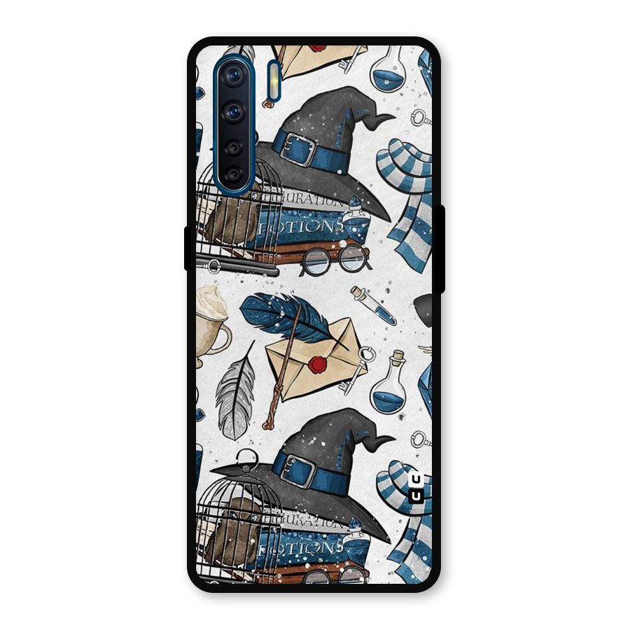Blue Feather Hat Design Metal Back Case for Oppo F15