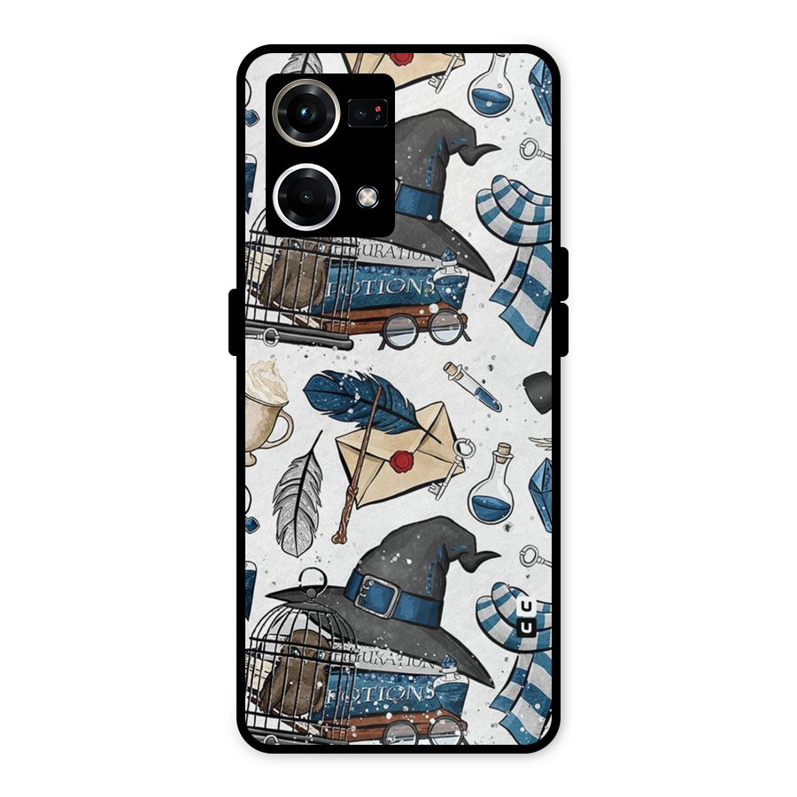 Blue Feather Hat Design Metal Back Case for Oppo F21s Pro 4G