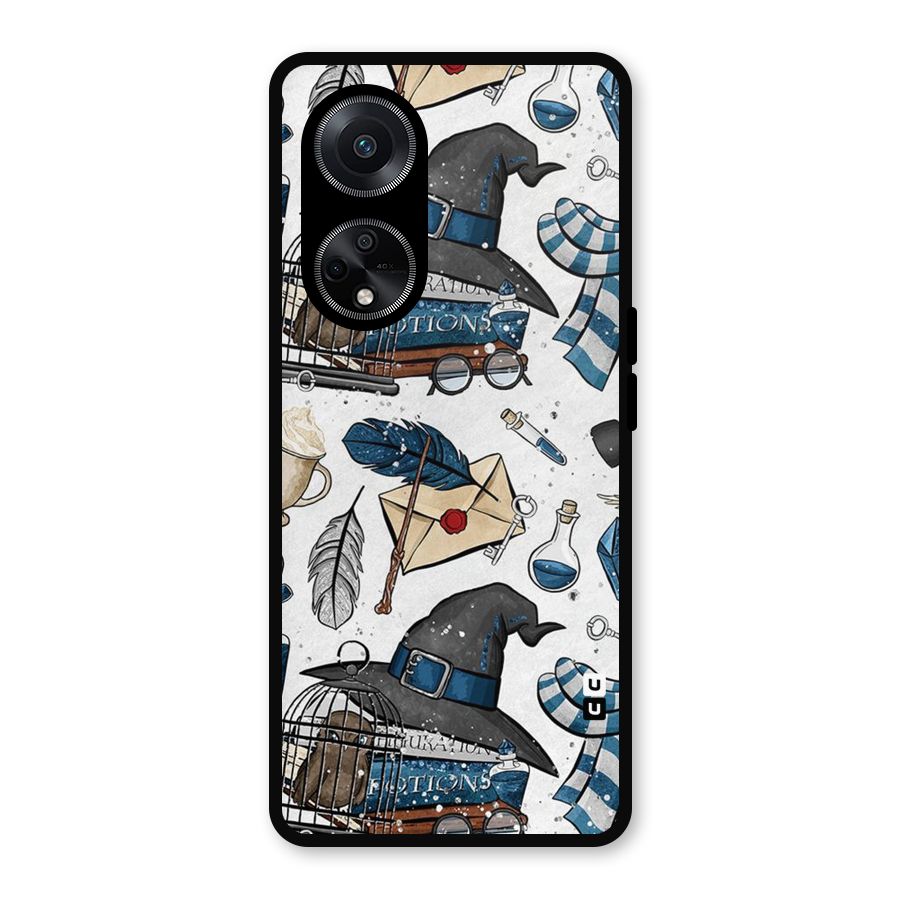 Blue Feather Hat Design Metal Back Case for Oppo F23