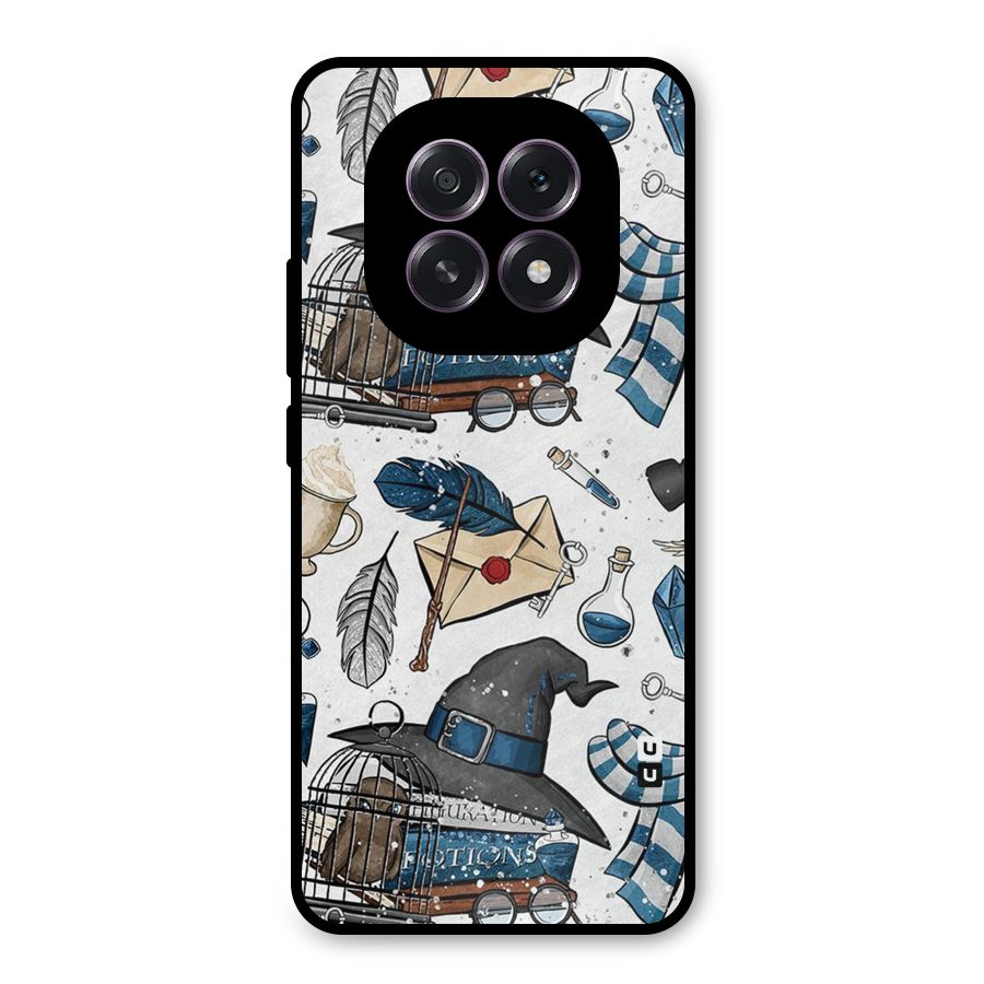 Blue Feather Hat Design Metal Back Case for Oppo F29