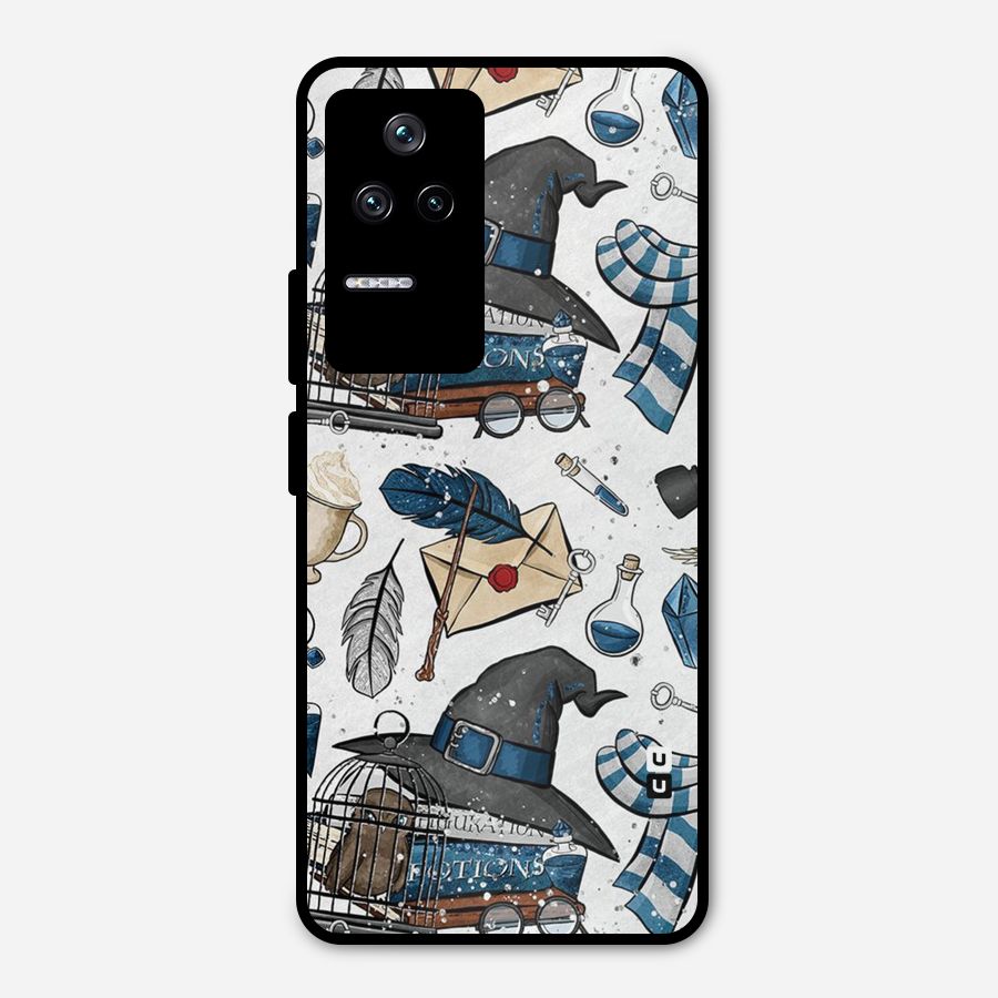 Blue Feather Hat Design Metal Back Case for Poco F4 5G