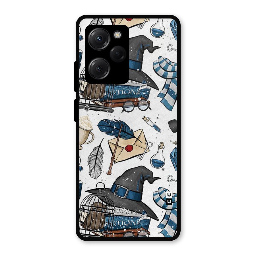 Blue Feather Hat Design Metal Back Case for Poco X5 Pro