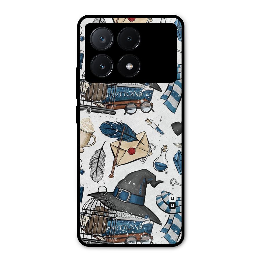 Blue Feather Hat Design Metal Back Case for Poco X6 Pro