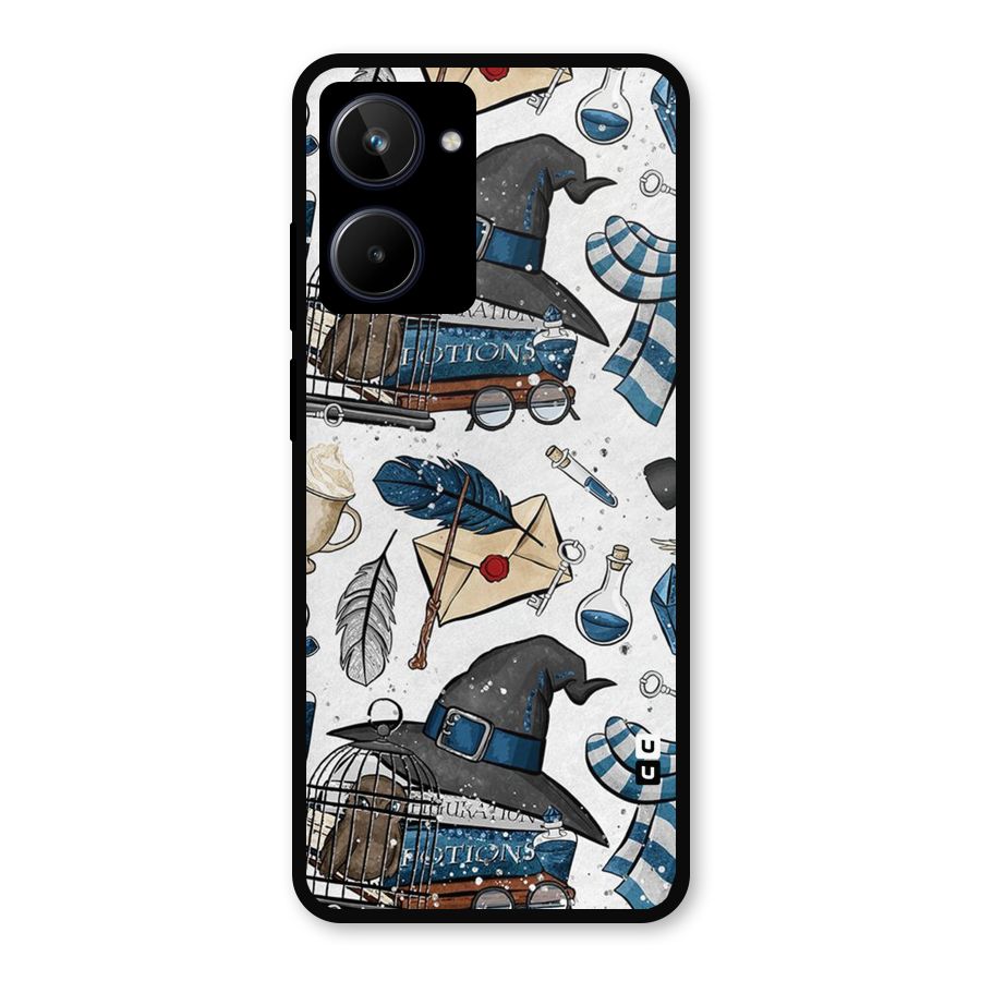 Blue Feather Hat Design Metal Back Case for Realme 10