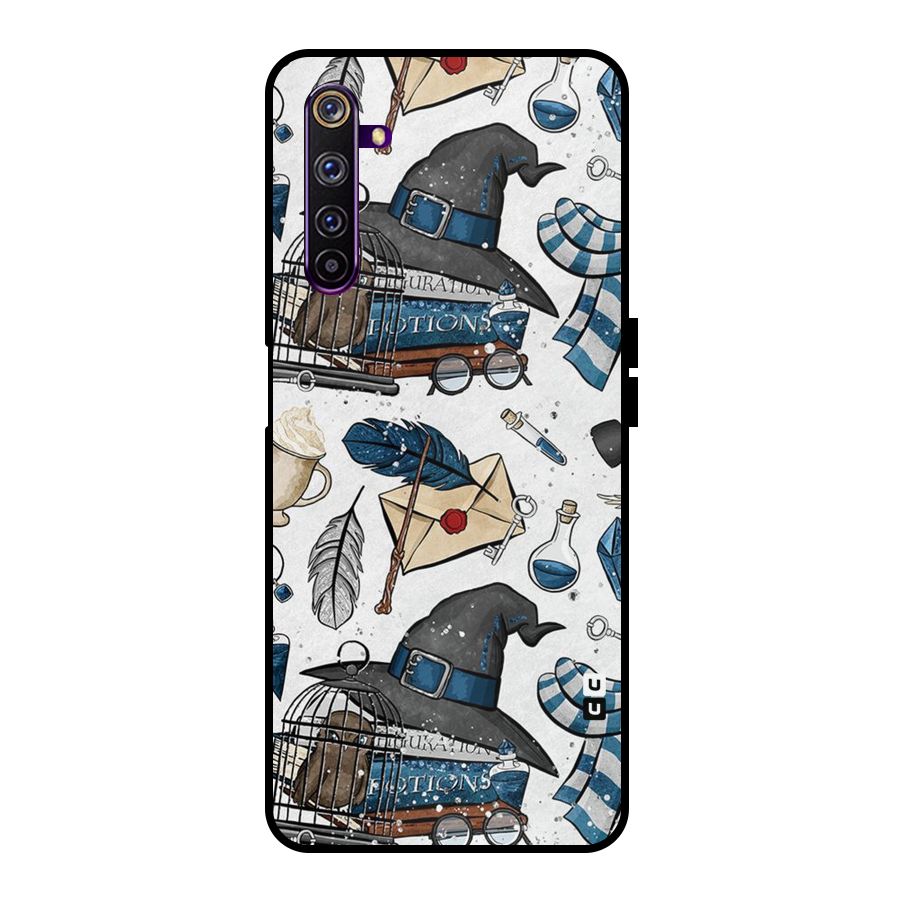 Blue Feather Hat Design Metal Back Case for Realme 6 Pro