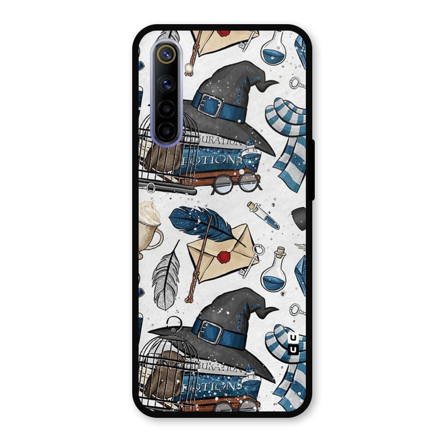 Blue Feather Hat Design Metal Back Case for Realme 6i