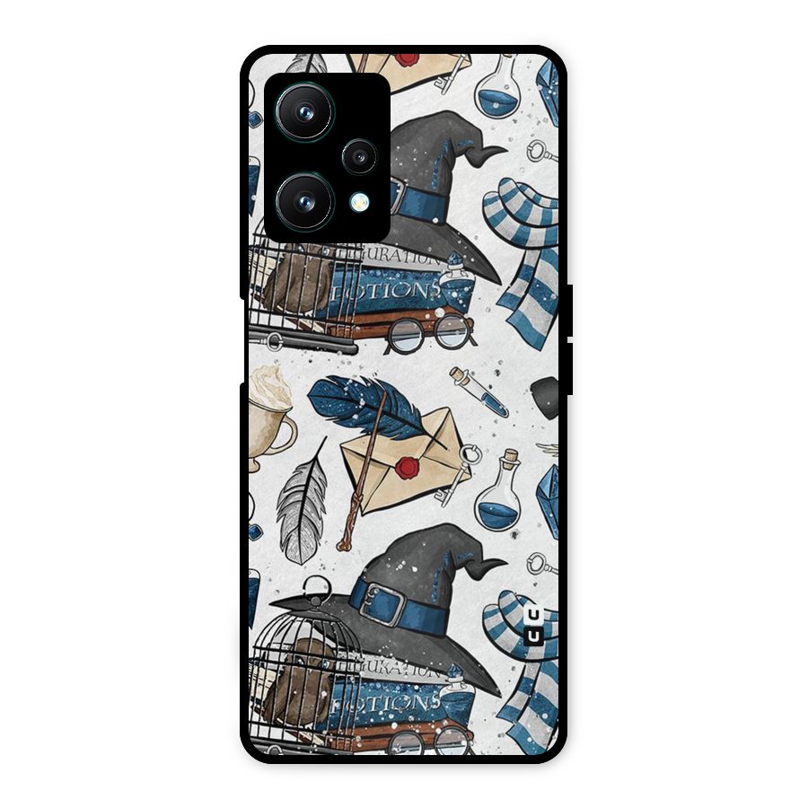 Blue Feather Hat Design Metal Back Case for Realme 9 Pro 5G