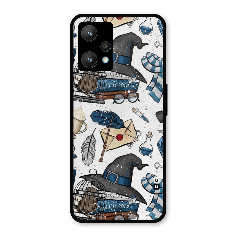 Blue Feather Hat Design Metal Back Case for Realme 9 Pro Plus 5G