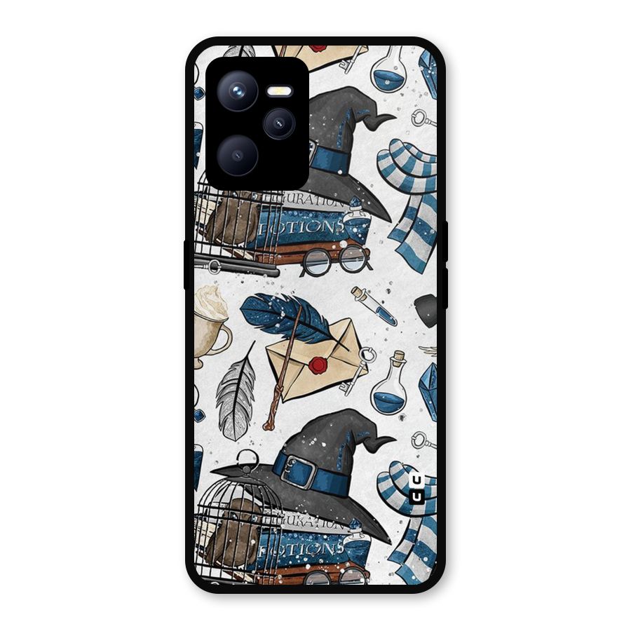 Blue Feather Hat Design Metal Back Case for Realme C35