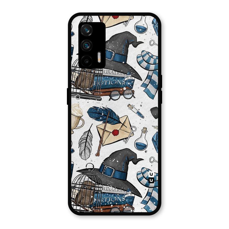 Blue Feather Hat Design Metal Back Case for Realme GT 5G