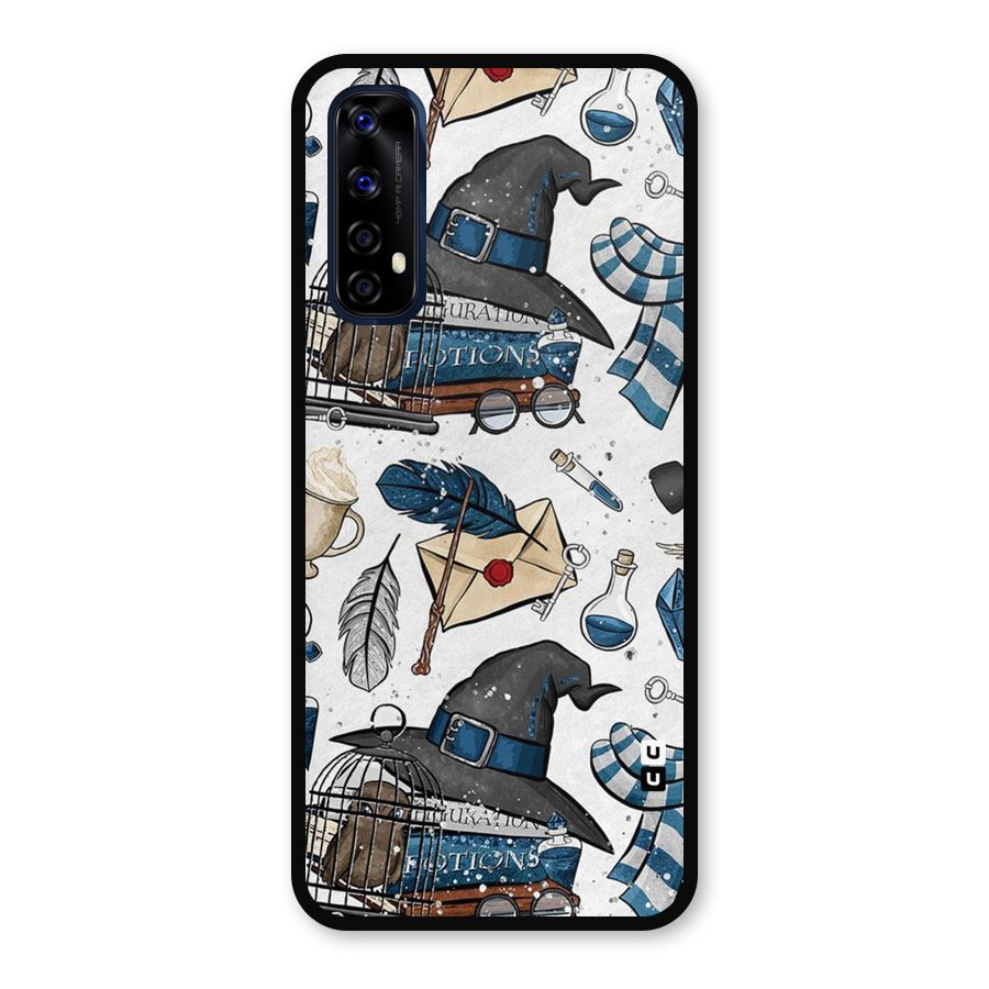 Blue Feather Hat Design Metal Back Case for Realme Narzo 20 Pro