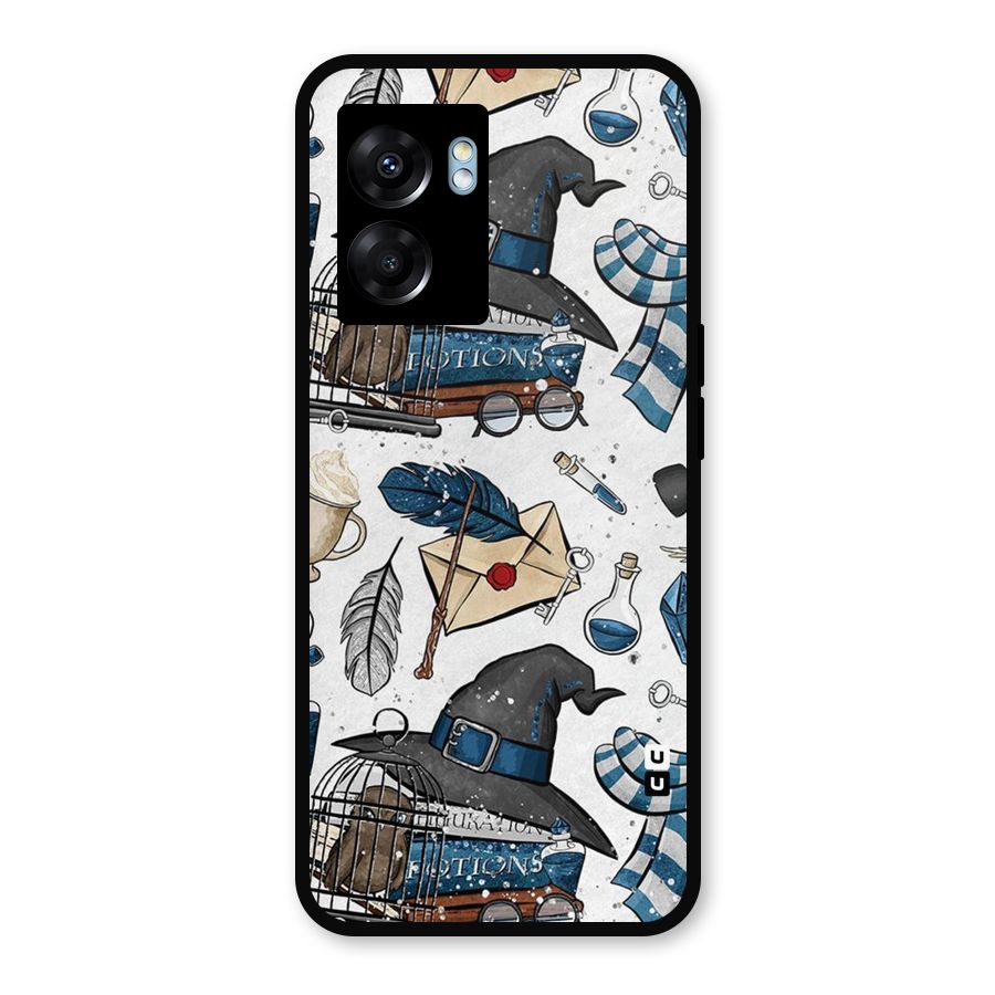 Blue Feather Hat Design Metal Back Case for Realme Narzo 50 5G
