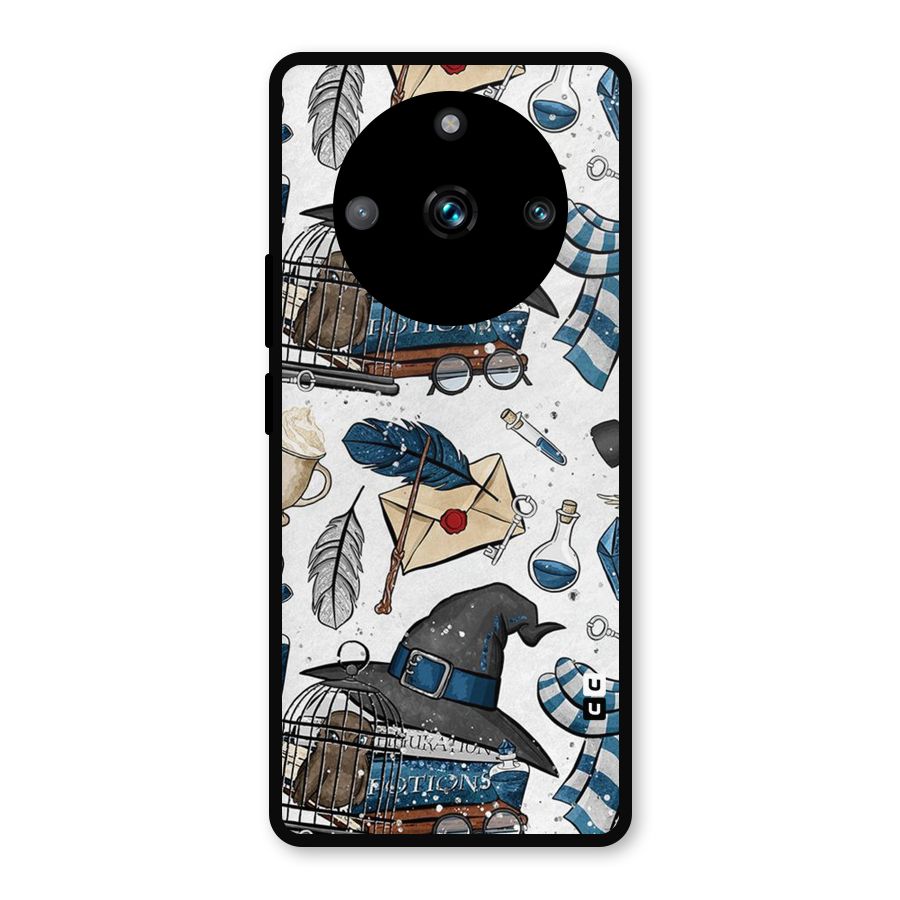 Blue Feather Hat Design Metal Back Case for Realme Narzo 60 Pro
