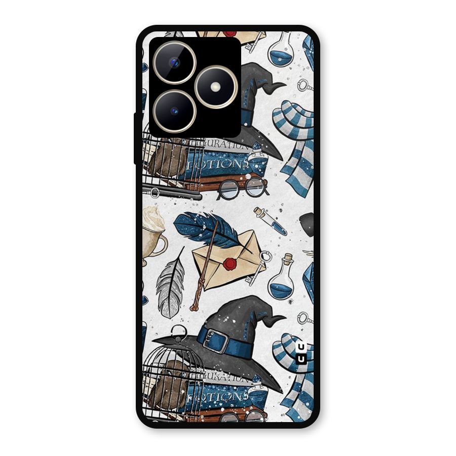 Blue Feather Hat Design Metal Back Case for Realme Narzo N53