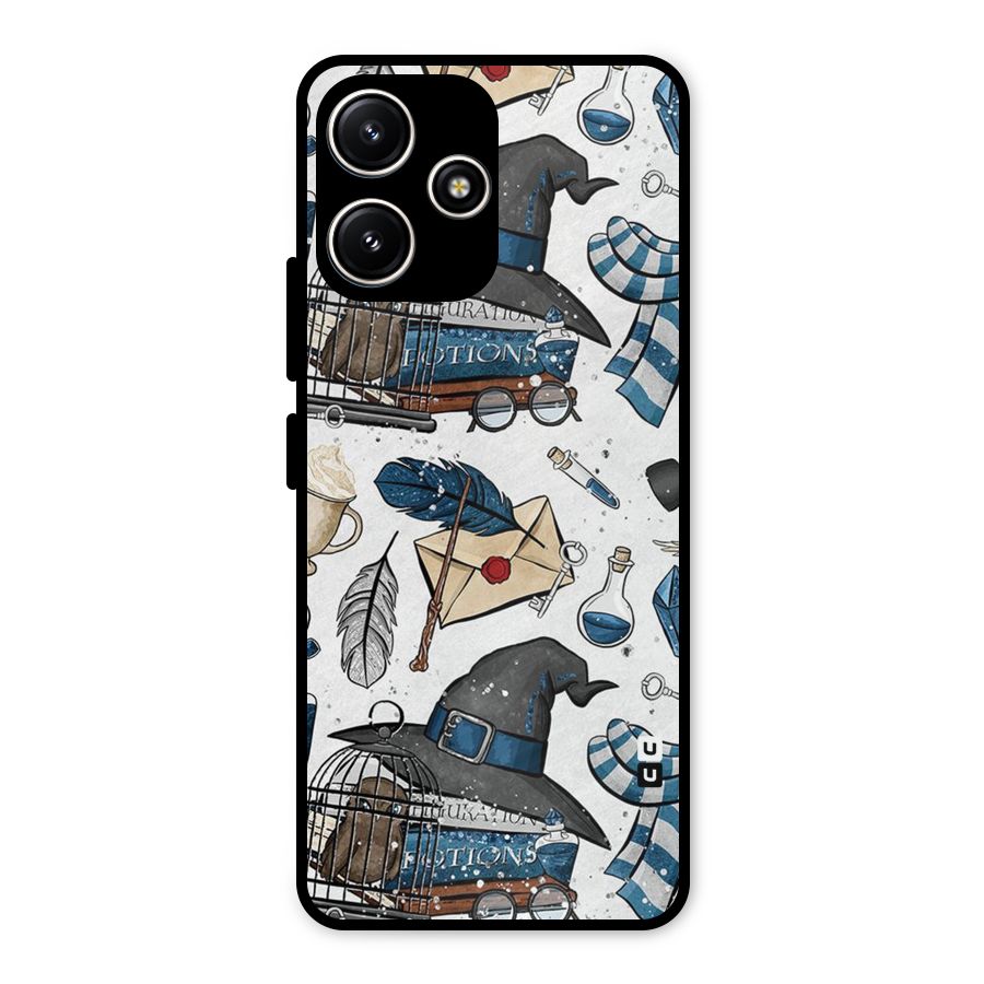 Blue Feather Hat Design Metal Back Case for Redmi 12 5G