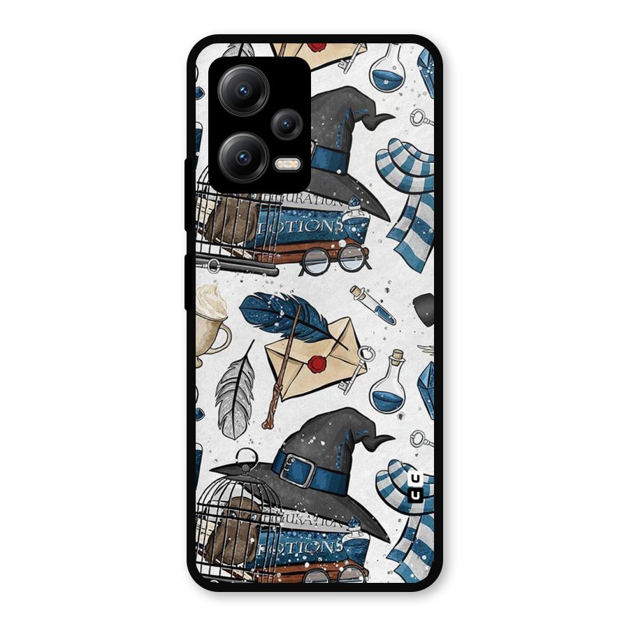 Blue Feather Hat Design Metal Back Case for Redmi Note 12 5G
