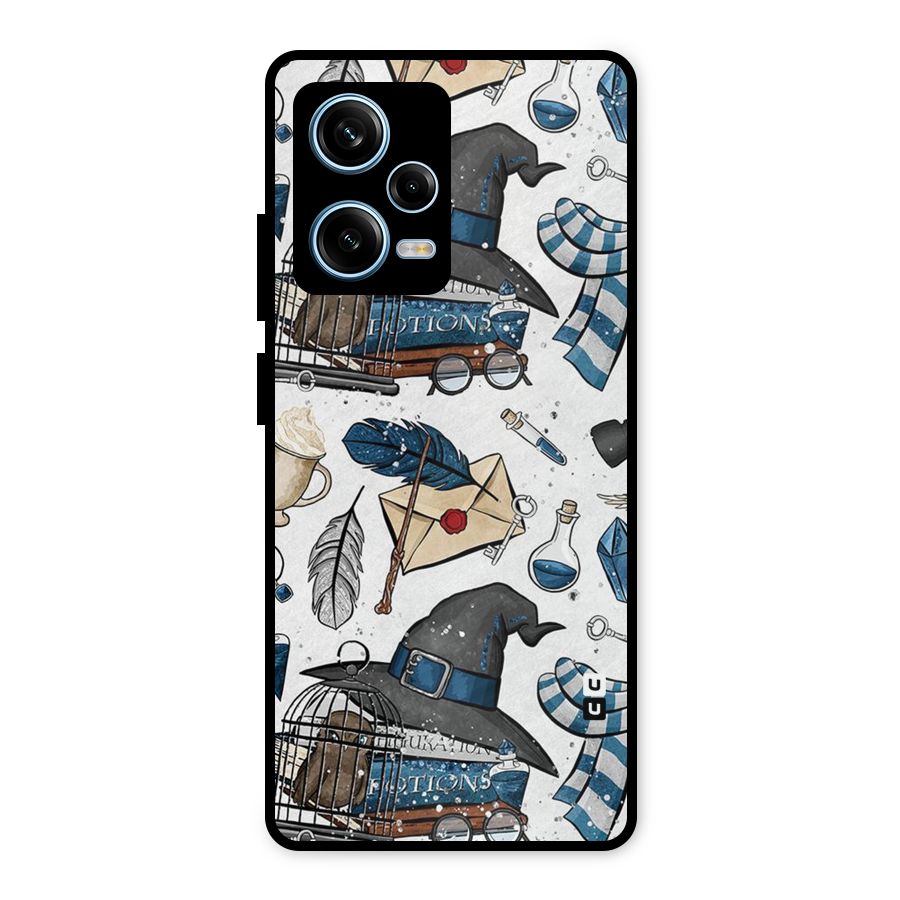 Blue Feather Hat Design Metal Back Case for Redmi Note 12 Pro