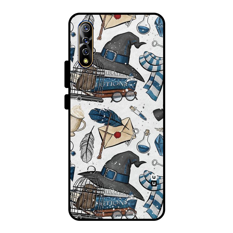 Blue Feather Hat Design Metal Back Case for Vivo S1
