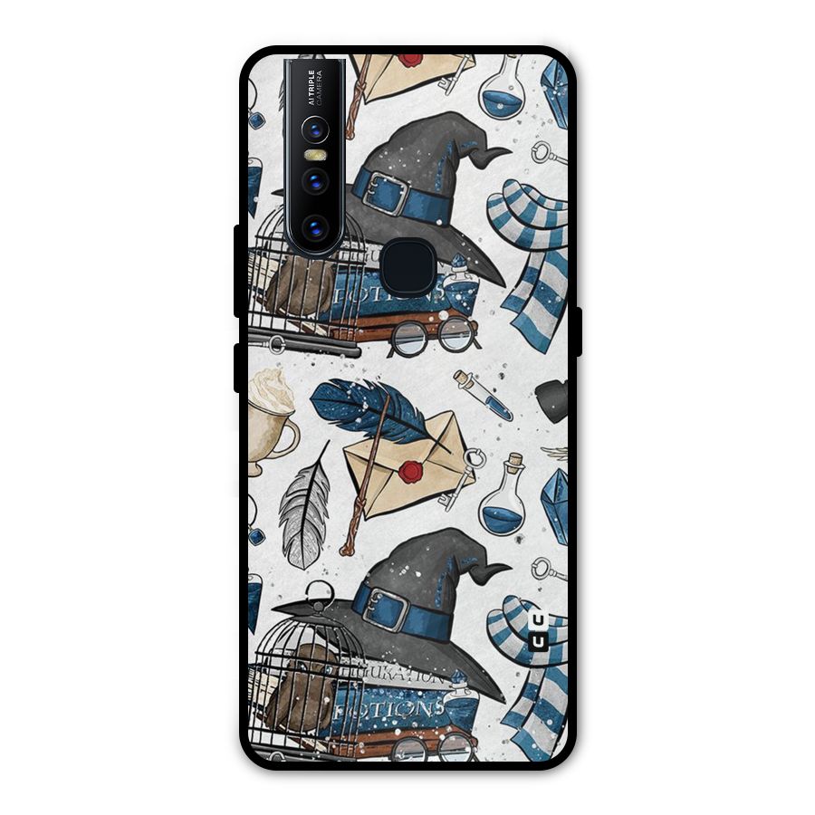 Blue Feather Hat Design Metal Back Case for Vivo V15