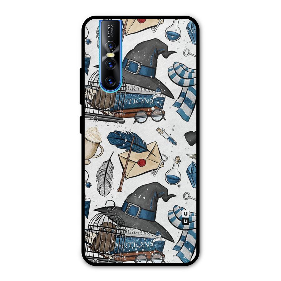 Blue Feather Hat Design Metal Back Case for Vivo V15 Pro