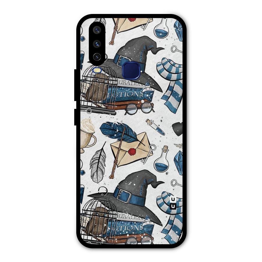 Blue Feather Hat Design Metal Back Case for Vivo V17