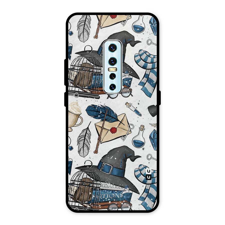 Blue Feather Hat Design Metal Back Case for Vivo V17 Pro