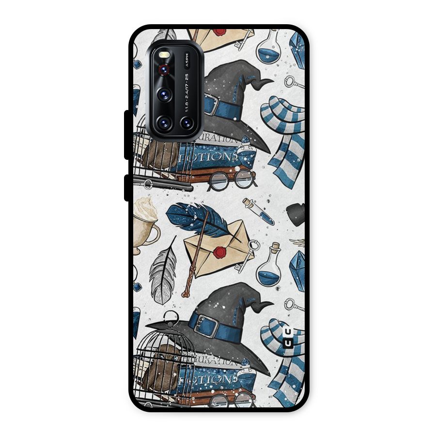 Blue Feather Hat Design Metal Back Case for Vivo V19
